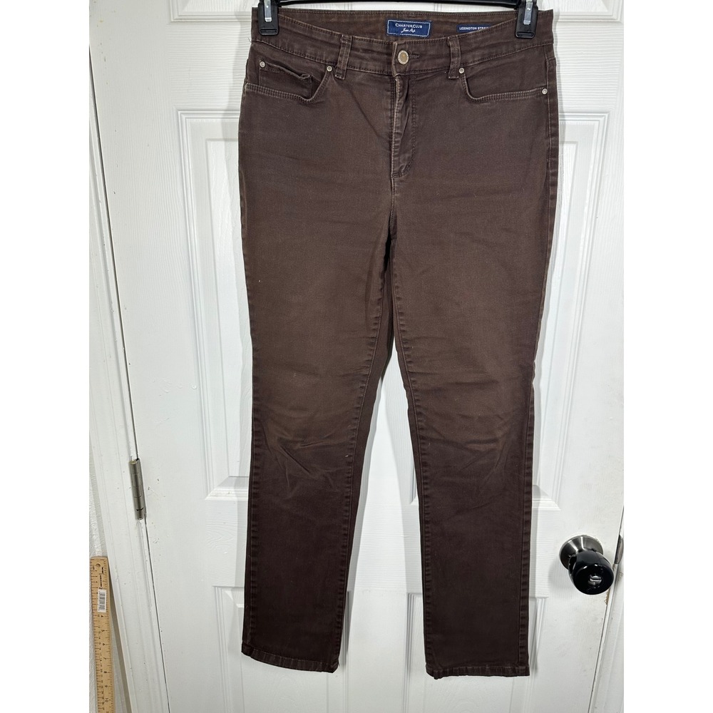 Charter Club Pants Womens 6 Brown Lexington Straight Jean Shop Stretch Casual